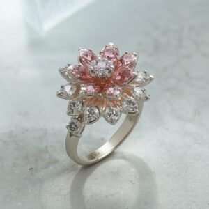 lucid origin roselle floral stone ring realistic high quality images clean background studio 0